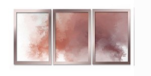 QUADRO DECORATIVO 3 PÇS ROSE GOLD CLOUD 43x33x1CM