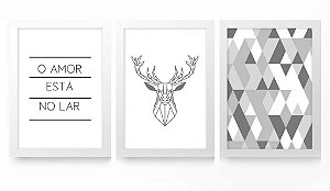QUADRO DECORATIVO 3 PÇS BRANCO MOOSE 43x33x1CM