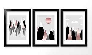 QUADRO DECORATIVO 3 PÇS PRETO MOUNTAIN 43x33x1CM