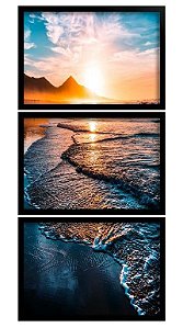 QUADRO DECORATIVO 3 PÇS PRETO SUN 43x33x1CM