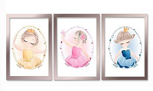 QUADRO DECORATIVO 3 PÇS ROSE GOLD GIRLS 43X33X1CM