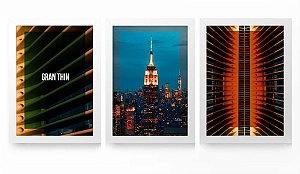 QUADRO DECORATIVO 3 PÇS PRETO TOWER 43X33X1CM