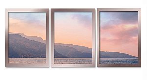 QUADRO DECORATIVO 3 PÇS ROSE GOLD HORIZON 43X33X1CM