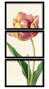 QUADRO DECORATIVO 3 PÇS PRETO FLOWER 43X33X1CM