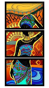 QUADRO DECORATIVO 3 PÇS PRETO WOMAN 43X33X1CM