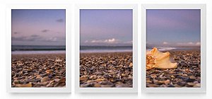 QUADRO DECORATIVO 3 PÇS BRANCO SHELL 43X33X1CM