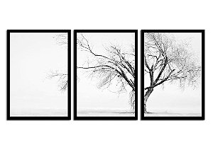 QUADRO DECORATIVO 3 PÇS PRETO BRANCHES 43X33X1CM