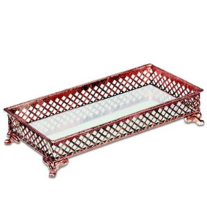 BANDEJA  COBRE  EM METAL COM ESPELHO