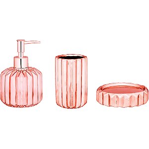 KIT PARA BANHEIRO ROSE GOLD EM CERAMICA - 3 PCS