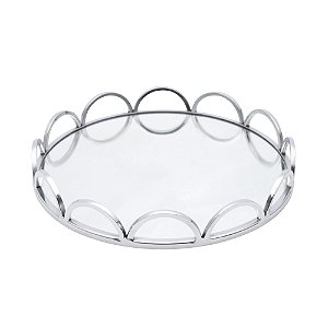 BANDEJA DE AÇO INOX C/FUNDO ESPELHADO ARCOS 38x5cm