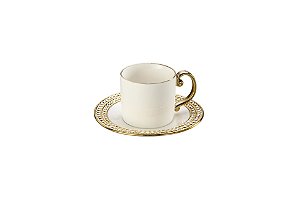 CJ 6 XÍCARAS CHÁ C/PÍRES PORCELANA SUPER WHITE CHARME 220ml