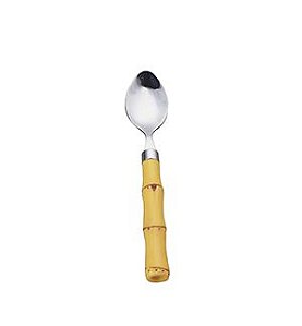 CJ 6 COLHERES CAFÉ AÇO INOX CABO PLÁSTICO BAMBU NATURAL 16
