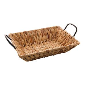 CESTA DE FIBRA NATURAL C/ALÇA DE METAL PRETA 35x25x8cm