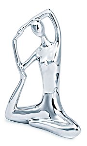 ESCULTURA YOGA PRATA EM PORCELANA