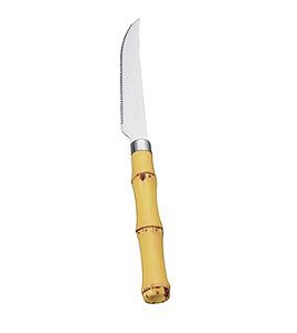 CJ 6 FACAS CHURRASCO AÇO INOX CABO PLÁSTICO BAMBU NATURAL 22