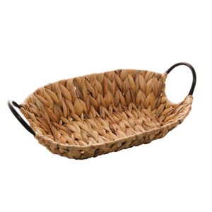 CESTA DE FIBRA NATURAL C/ALÇA DE METAL PRETA 38x27x9cm