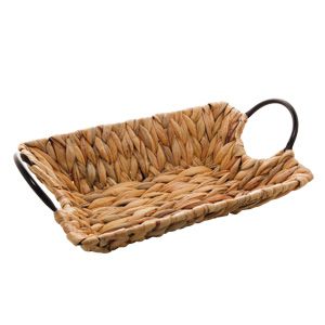 CESTA DE FIBRA NATURAL C/ALÇA DE METAL PRETA 31x21x7cm