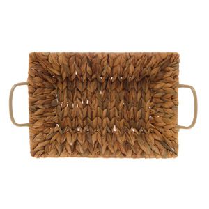 CESTA DE FIBRA NATURAL C/ALÇA DE METAL PRETA 35x25x8cm