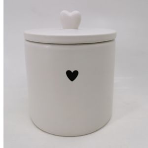 POTICHE DECORATIVO CERÂMICA C/TAMPA BAMBU HEART 10x10x10cm