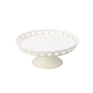 CENTRO DE MESA DE CERÂMICA CORAÇÃO BRANCO 20,5cm MAIL BOX