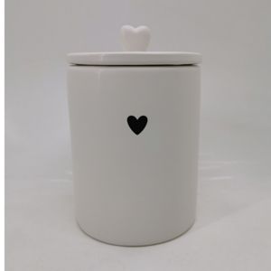 POTICHE DECORATIVO CERÂMICA C/TAMPA BAMBU HEART 10x10x13cm