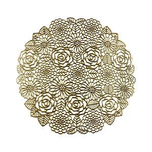 LUGAR AMERICANO DE PLÁSTICO FLOWERS DOURADO 38cm