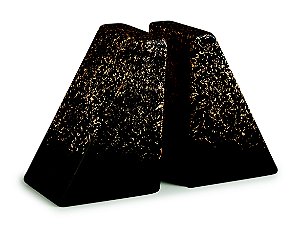 APARADOR DE LIVROS PRETO E DOURADO EM CIMENTO