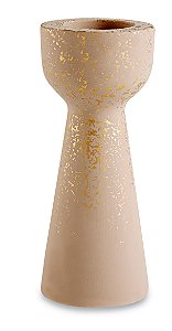 PORTA-VELAS NUDE E DOURADO EM CIMENTO
