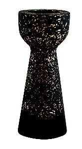 PORTA-VELAS PRETO E DOURADO EM CIMENTO