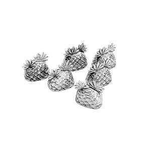 CJ 6 PORTA CARTÕES DE ZAMAC SILVER PLATED PINEAPPLE 2,8x3cm