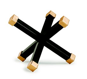 FORMA GEOMETRICA PRETA E DOURADA EM METAL