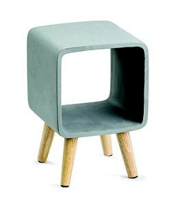 KIT MESA LATERAL EM  CIMENTO E MADEIRA - 2 PCS