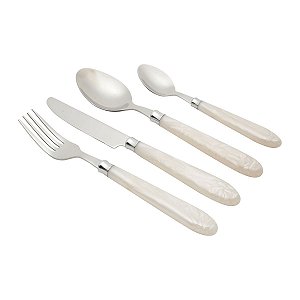 FAQUEIRO 24PC AÇO INOX CABO PLÁSTICO VERSALHES MARFIM LUXO