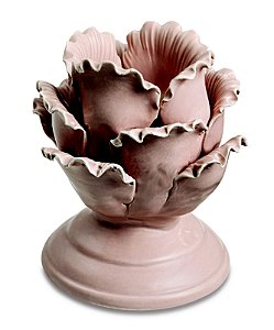 PORTA-VELAS ROSA EM CERAMICA