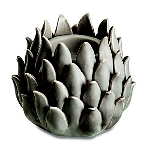 PORTA-VELAS CINZA EM CERAMICA