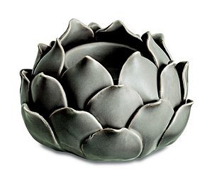 PORTA-VELAS CINZA EM CERAMICA