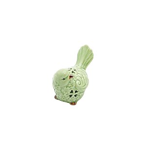 PÁSSARO DECORATIVO DE CERÂMICA VERDE CLARO 9,5x6,5x8,5cm