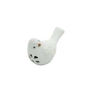PÁSSARO DECORATIVO DE CERÂMICA GARDEN BRANCO 10x6,5x6,5cm