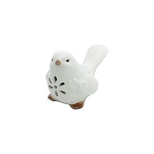 PÁSSARO DECORATIVO DE CERÂMICA BRANCO 9,5x6x7cm