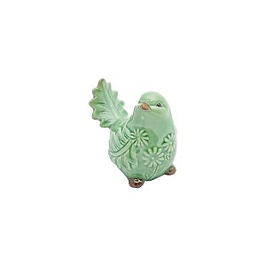 PÁSSARO DECORATIVO DE CERÂMICA LEAF VERDE ESCURO 9,5x6,5x6,5