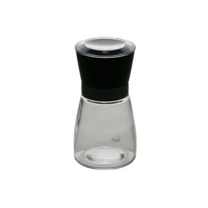 MOEDOR DE TEMPERO DE VIDRO TRANSPARENTE C/TAMPA PRETA 170ml