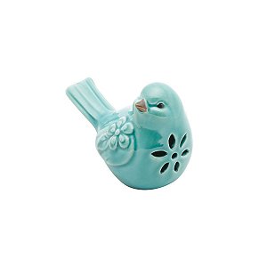 PÁSSARO DECORATIVO DE CERÂMICA GARDEN AZUL ESCURO 10,5x6x8,5