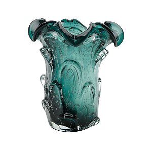 VASO DE VIDRO ITALY VERDE ESMERALDA 19x24cm