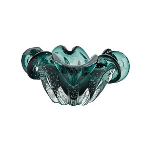 CENTRO DE MESA DE VIDRO ITALY VERDE ESMERALDA 21x10cm