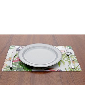 LUGAR AMERICANO DE PLÁSTICO ARARA AZUL E TUCANO 43,5x28,5cm