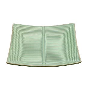 PRATO DECORATIVO DE CERÂMICA BANANA LEAF VERDE 27x5cm