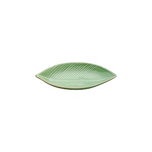 PRATO DECORATIVO DE CERÂMICA BANANA LEAF VERDE 21x11x3cm