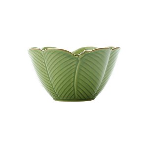 CENTRO DE MESA DE CERÂMICA BANANA LEAF VERDE 16x8,5cm