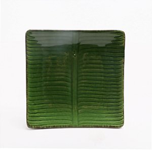 PRATO DECORATIVO DE CERÂMICA BANANA LEAF VERDE 12x2,5cm