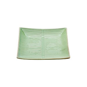 PRATO DECORATIVO DE CERÂMICA BANANA LEAF VERDE 16,5x3cm